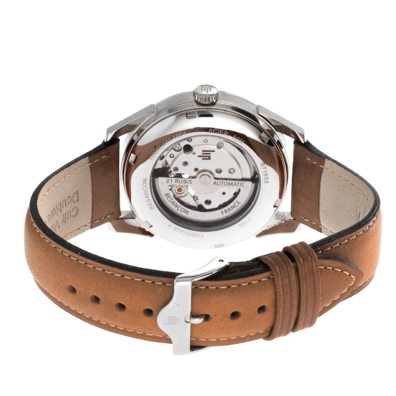 MONTRE LIP HIMALAYA 40 COEUR BATTANT ACIER CUIR MARRON