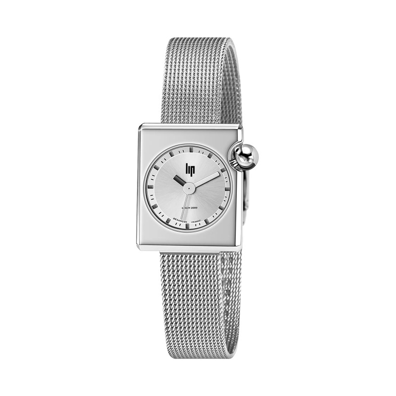 MONTRE LIP MACH2000 MINI SQUARE ACIER BRACELET MILANAIS