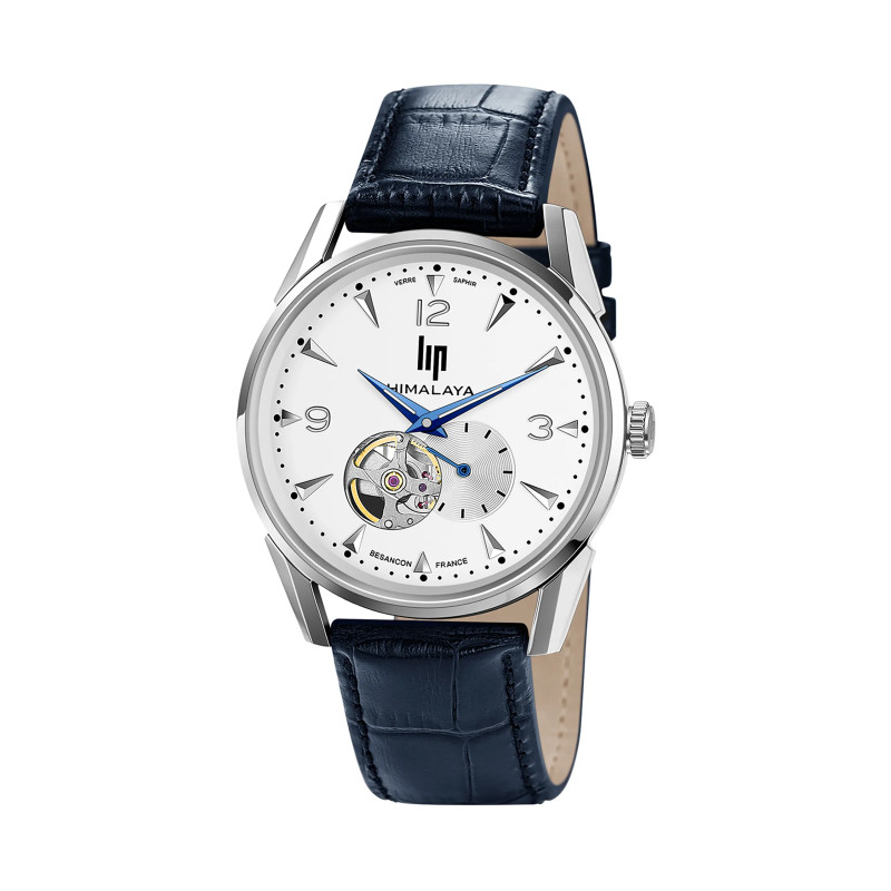 MONTRE LIP HIMALAYA 40 COEUR BATTANT ACIER CUIR BLEU