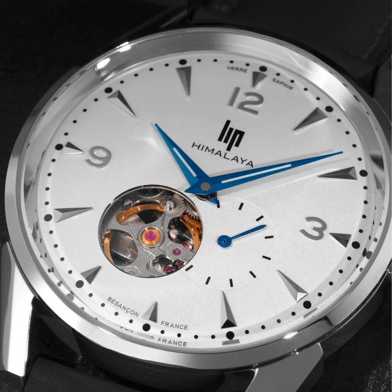 MONTRE LIP HIMALAYA 40 COEUR BATTANT ACIER CUIR BLEU