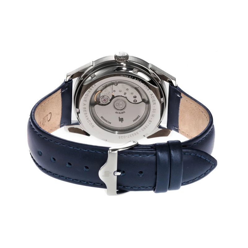 MONTRE LIP HIMALAYA ACIER AUTO RESERVE DE MARCHE CUIR BLEU