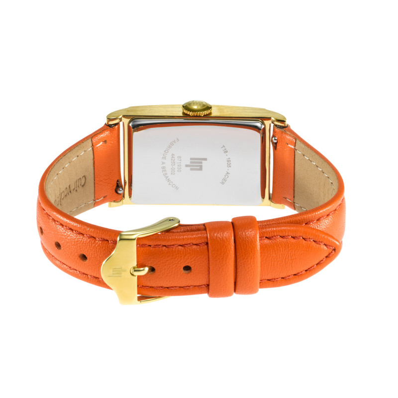 MONTRE LIP CHURCHILL T18 DOREE CADRAN DORE CUIR ORANGE