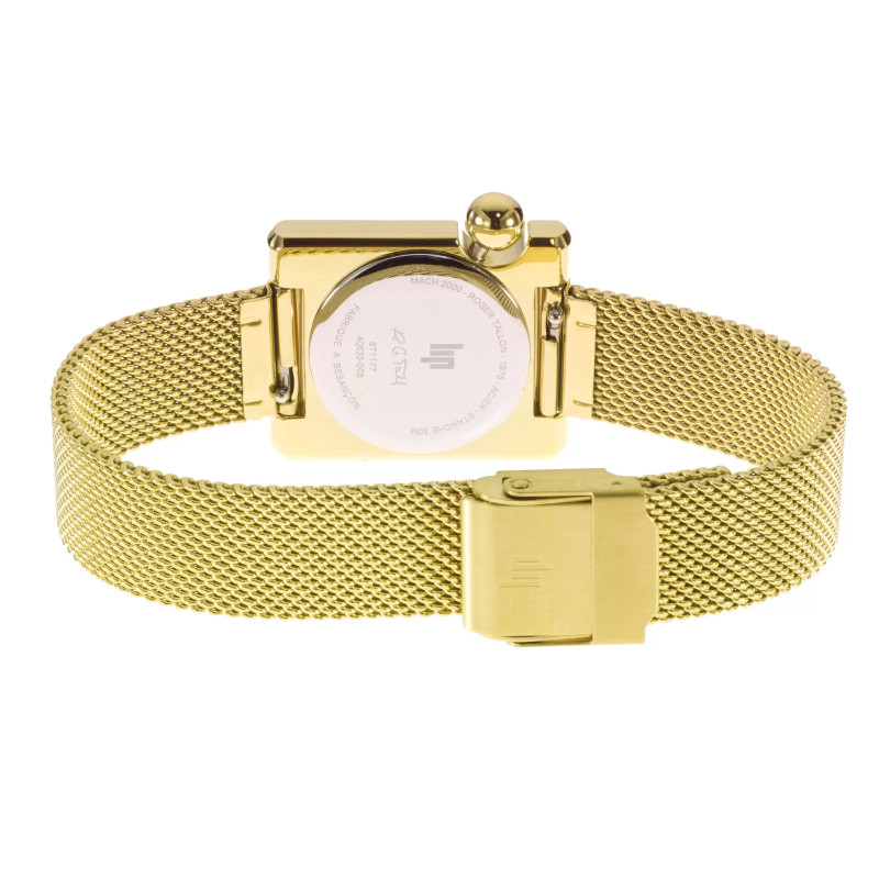 MONTRE LIP MACH2000 MINI SQUARE DOREE BRACELET MILANAIS DORE