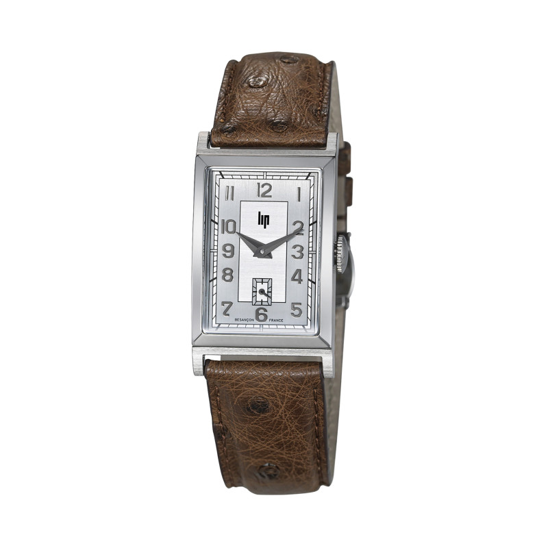 MONTRE LIP CHURCHILL T18 ORIGINAL MECA ACIER CUIR MARRON