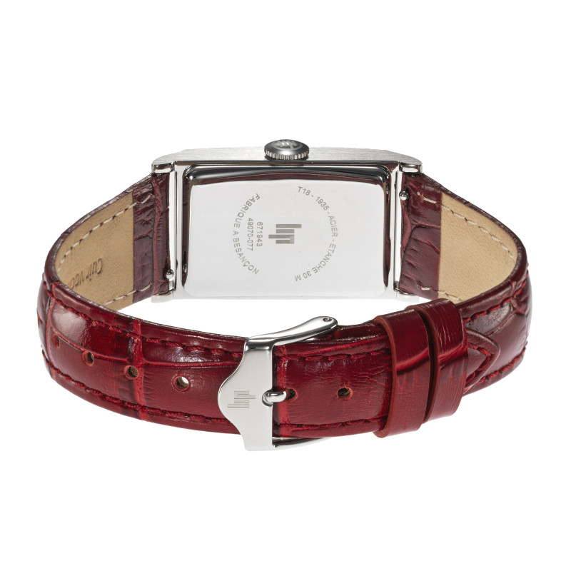 Montre femme LIP Churchill T18 bracelet cuir rouge