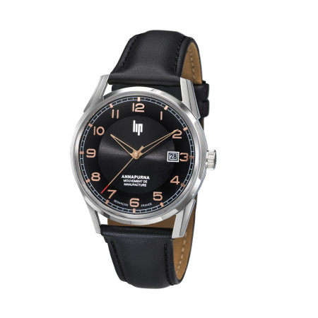 Montre LIP Annapurna bracelet cuir noir - Montre automatique calibre LIP R26