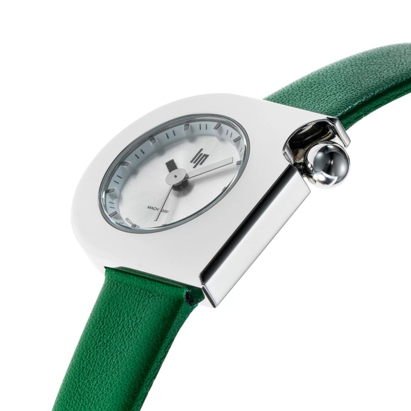 MONTRE LIP MACH2000 MINI MOON ACIER CUIR VERT