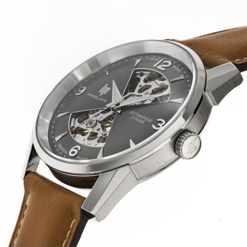 MONTRE LIP HIMALAYA 40 SABLIER ACIER CADRAN GRIS CUIR CAMEL MONTRE LIP HIMALAYA 40 SABLIER ACIER CADRAN GRIS CUIR CAMEL