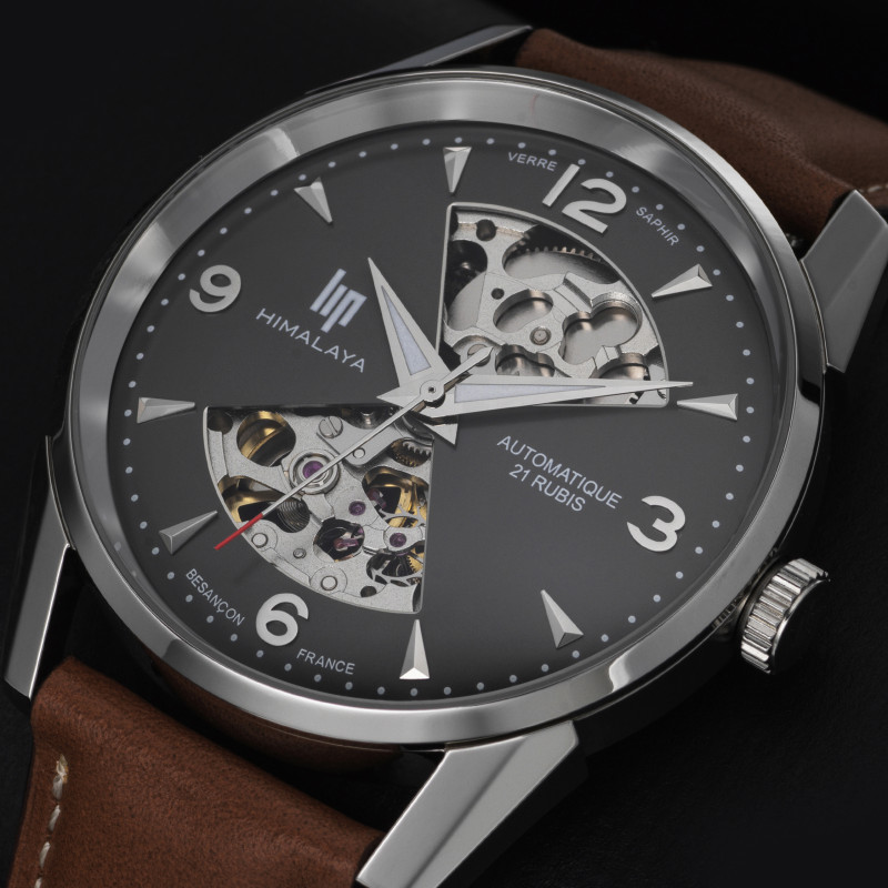 MONTRE LIP HIMALAYA 40 SABLIER ACIER CADRAN GRIS CUIR CAMEL MONTRE LIP HIMALAYA 40 SABLIER ACIER CADRAN GRIS CUIR CAMEL