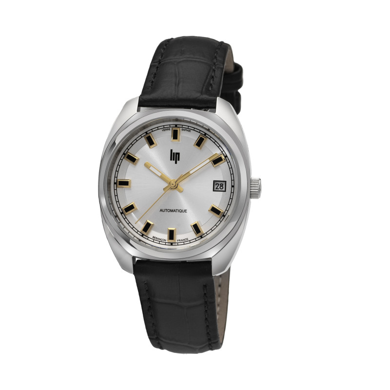 MONTRE LIP GÉNÉRAL DE GAULLE AUTOMATIQUE DORÉE CUIR NOIR MONTRE LIP GÉNÉRAL DE GAULLE AUTOMATIQUE DORÉE CUIR NOIR