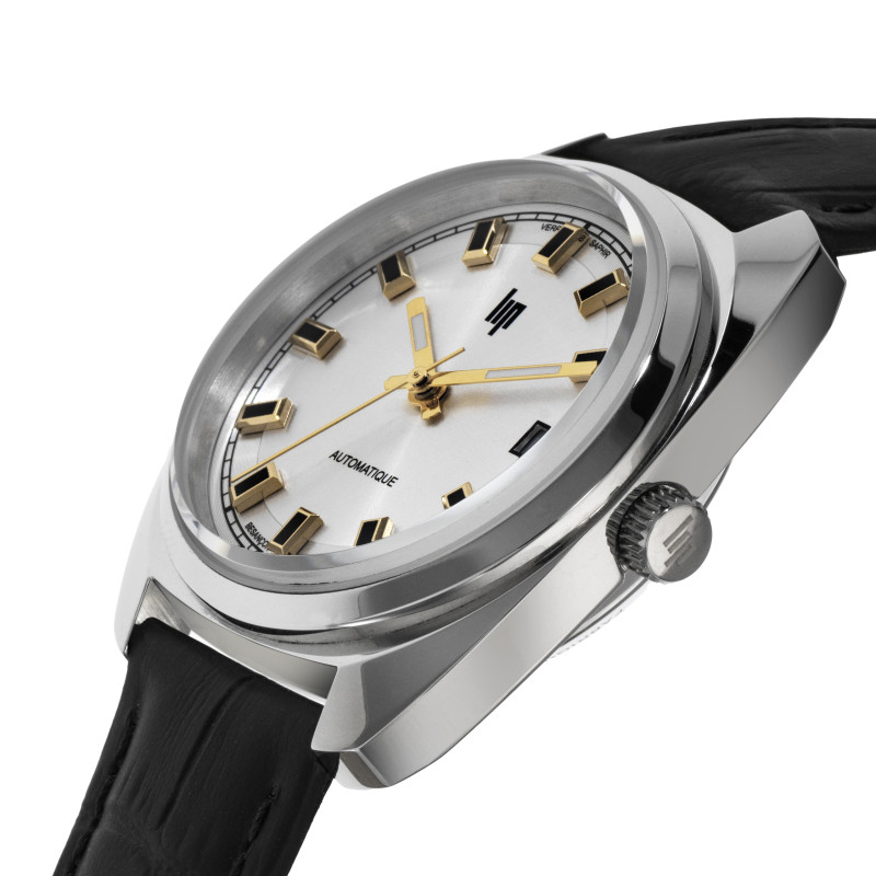 MONTRE LIP GÉNÉRAL DE GAULLE AUTOMATIQUE DORÉE CUIR NOIR MONTRE LIP GÉNÉRAL DE GAULLE AUTOMATIQUE DORÉE CUIR NOIR