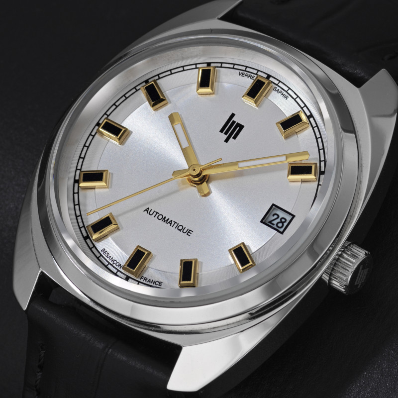 MONTRE LIP GÉNÉRAL DE GAULLE AUTOMATIQUE DORÉE CUIR NOIR MONTRE LIP GÉNÉRAL DE GAULLE AUTOMATIQUE DORÉE CUIR NOIR