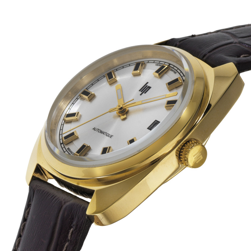 MONTRE LIP GÉNÉRAL DE GAULLE AUTOMATIQUE DORÉE CUIR MARRON