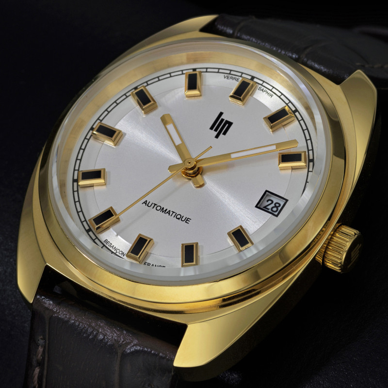 MONTRE LIP GÉNÉRAL DE GAULLE AUTOMATIQUE DORÉE CUIR MARRON