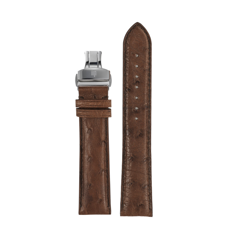 Montre LIP - WATCHSTRAP 20MM BROWN OSTRICH LEATHER WITH FOLDING CLASP