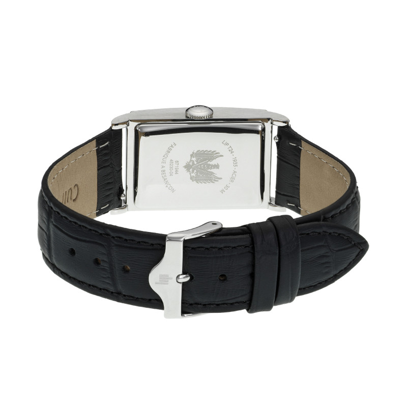 LIP T24 MEN'S RECTANGULAR LEATHER WATCH - MADE IN FRANCE