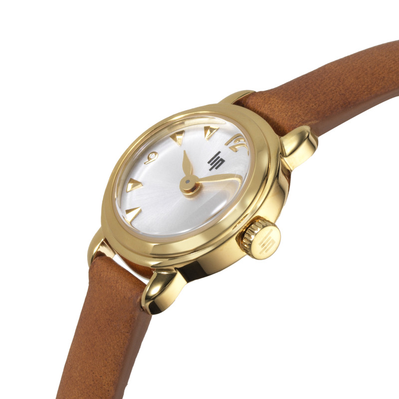 LIP HENRIETTE GOLD WATCH WITH BROWN LEATHER STRAP