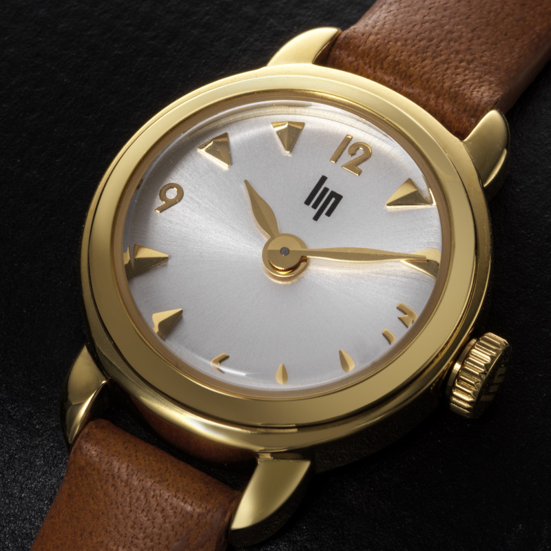 LIP HENRIETTE GOLD WATCH WITH BROWN LEATHER STRAP