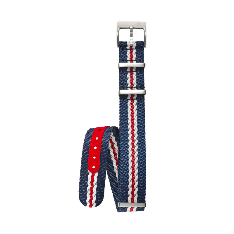 Montre LIP - WATCHSTRAP 18MM BLUE WHITE RED JACQUARD
