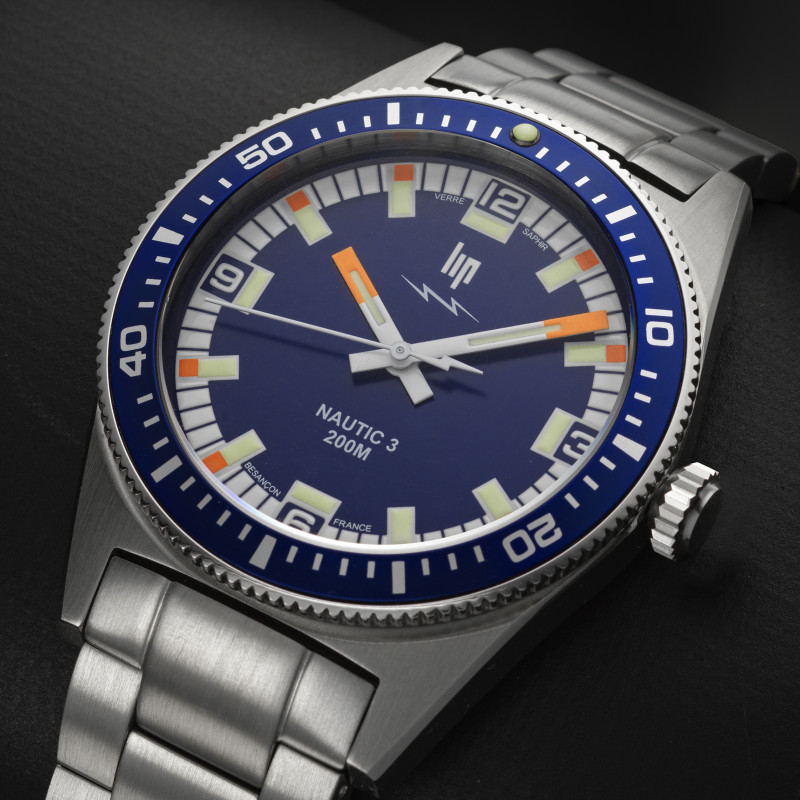 Montre LIP Nautic 3 Quartz 200m - Acier Bleu Foncé