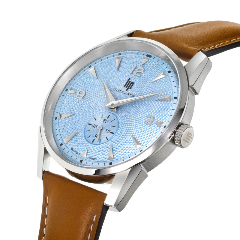 MONTRE HOMME HIMALAYA CADRAN BLEU CIEL CUIR CAMEL – MONTRE LIP