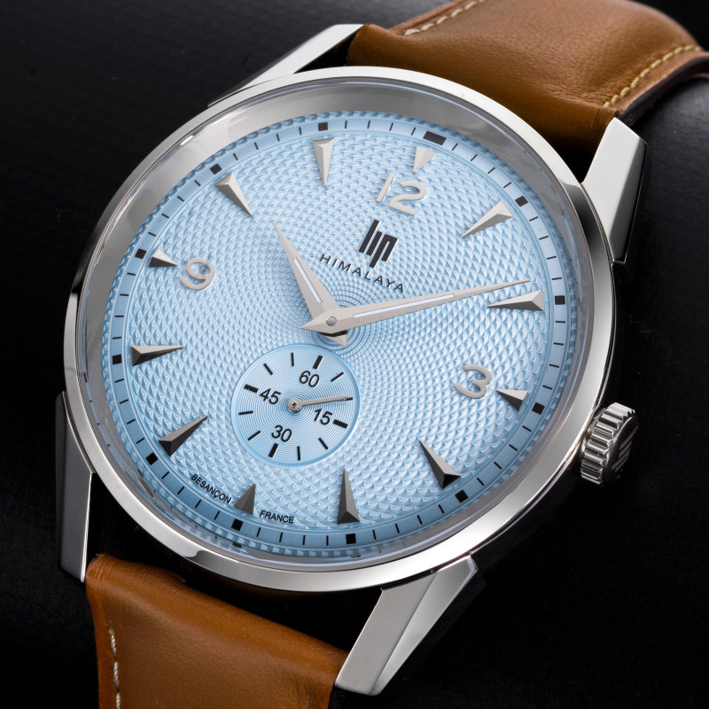 MONTRE HOMME HIMALAYA CADRAN BLEU CIEL CUIR CAMEL – MONTRE LIP