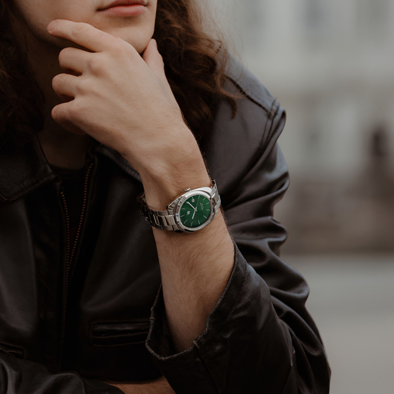 MONTRE LIP GENERAL DE GAULLE ACIER CADRAN VERT