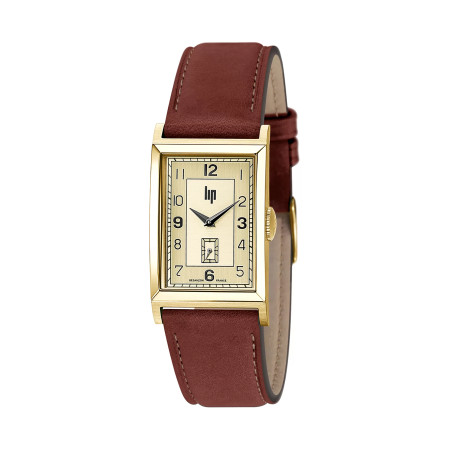 MONTRE LIP CHURCHILL T24 DOREE BRACELET CUIR MARRON