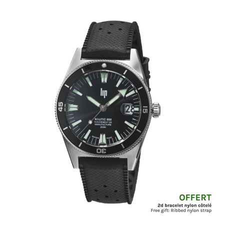 LIP Watch Nautic 666 Black elastomer - 200m Dive Watch