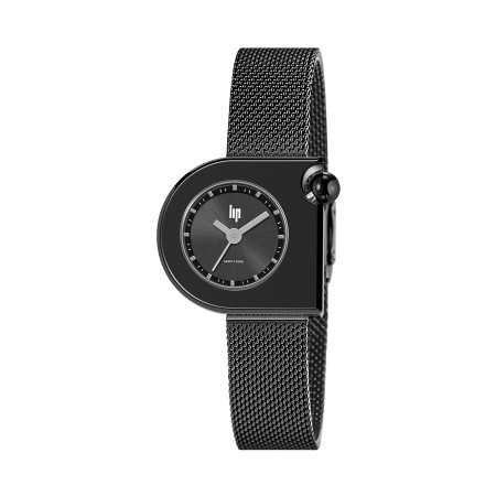 MONTRE LIP MACH2000 MINI MOON ACIER NOIR BRACELET MILANAIS