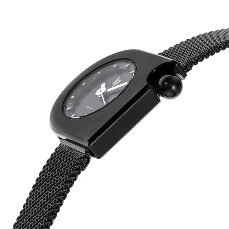 MONTRE LIP MACH2000 MINI MOON ACIER NOIR BRACELET MILANAIS