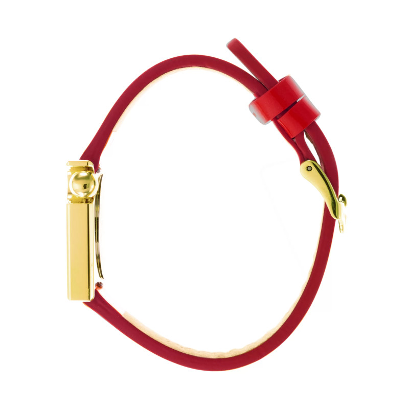 MONTRE LIP MACH2000 MINI MOON DOREE BRACELET CUIR ROUGE