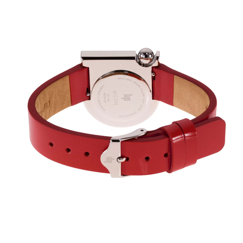 MONTRE LIP MACH2000 MINI MOON ACIER BRACELET CUIR ROUGE