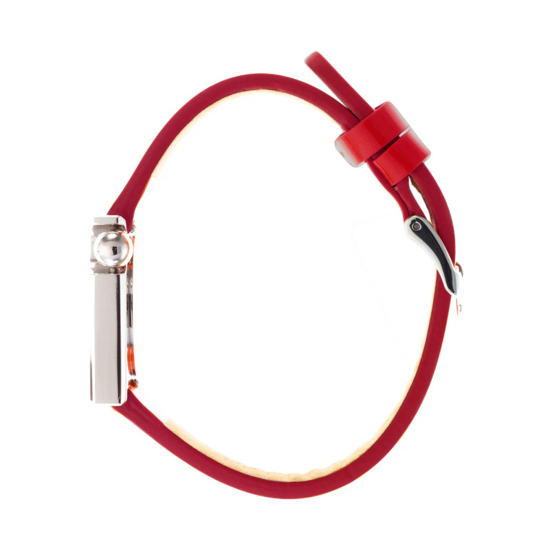 MONTRE LIP MACH2000 MINI MOON ACIER BRACELET CUIR ROUGE