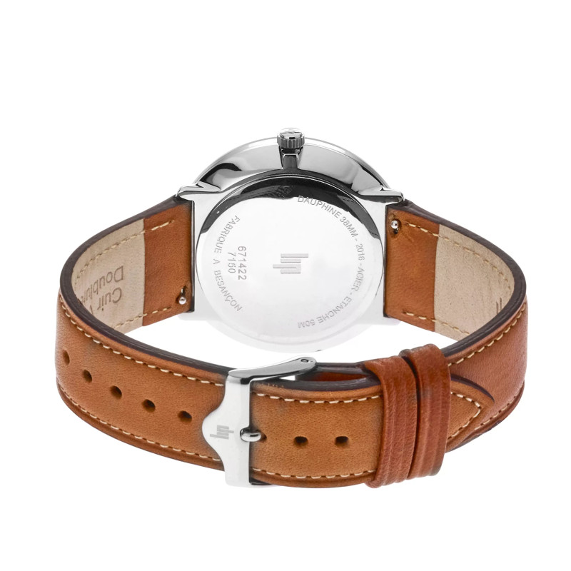 MONTRE LIP DAUPHINE 38 ACIER BRACELET CUIR MARRON