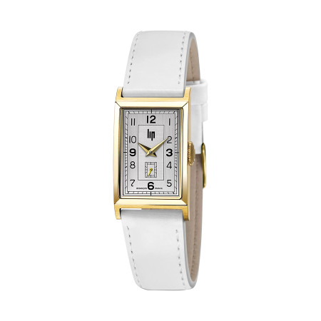 MONTRE LIP CHURCHILL T18 DOREE BRACELET CUIR BLANC