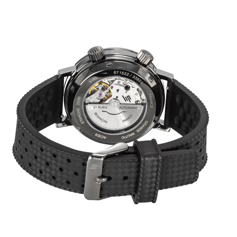 MONTRE LIP GRANDE NAUTIC PLONGEE ACIER NOIR CAOUTCHOUC NOIR