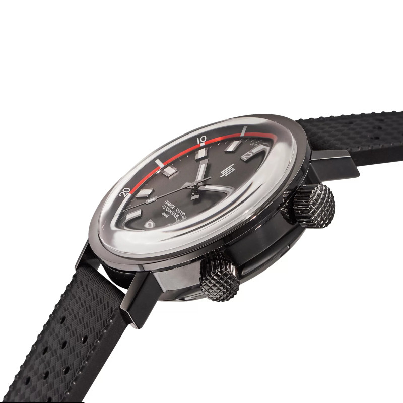 MONTRE LIP GRANDE NAUTIC PLONGEE ACIER NOIR CAOUTCHOUC NOIR