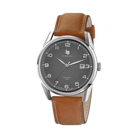 MONTRE LIP HIMALAYA 40 ACIER BRACELET CUIR MARRON