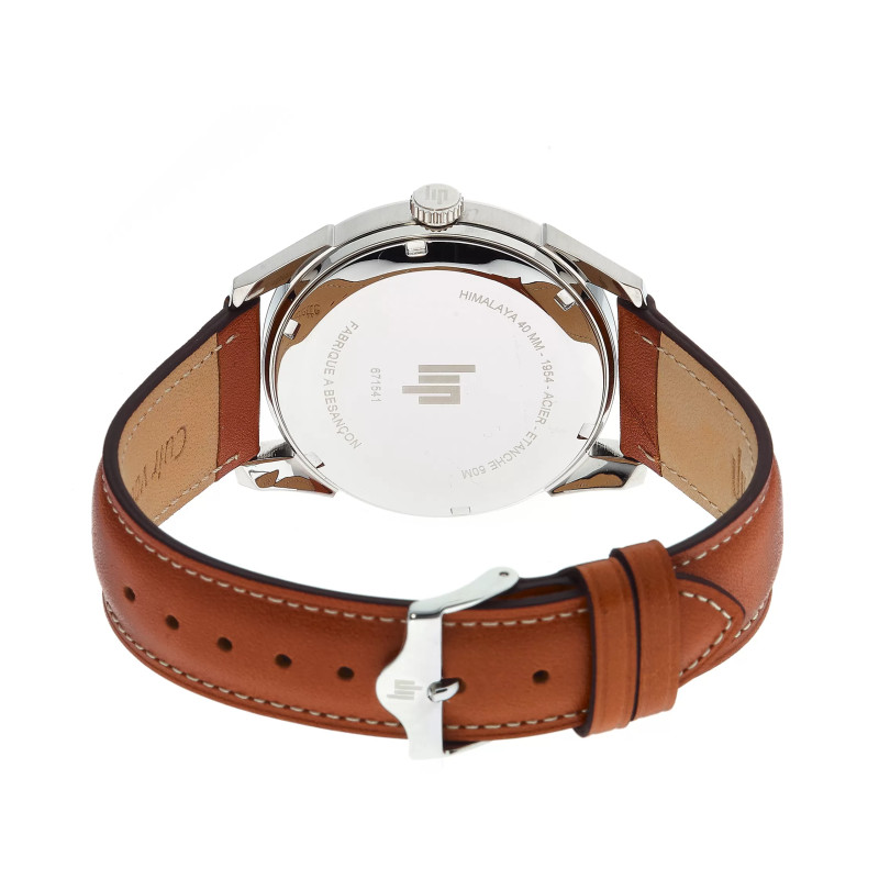 MONTRE LIP HIMALAYA 40 ACIER BRACELET CUIR MARRON