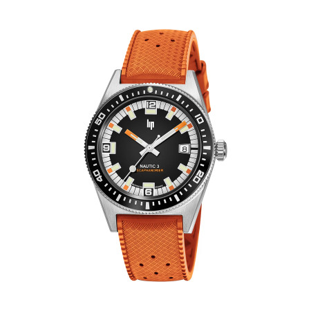 MONTRE DE PLONGEE LIP NAUTIC 3 BRACELET CAOUTCHOUC ORANGE