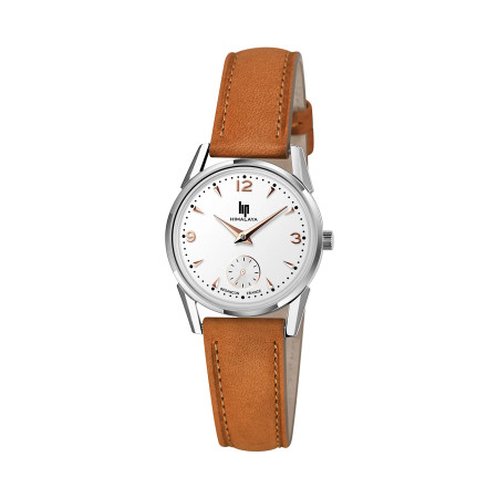 MONTRE LIP HIMALAYA 29 ACIER CADAN BLANC CUIR MARRON