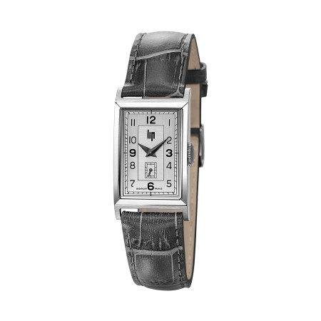 MONTRE LIP CHURCHILL T18 RECTANGLE BRACELET CUIR GRIS