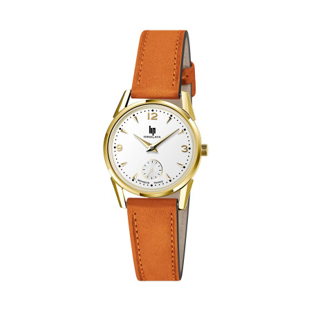 MONTRE LIP HIMALAYA 29 DOREE CADAN BLANC CUIR ORANGE