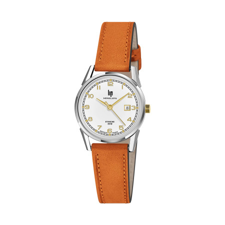 MONTRE LIP HIMALAYA 29 ACIER BRACELET CUIR ORANGE