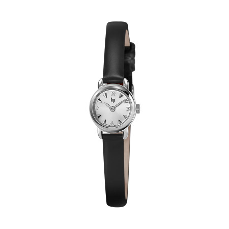 MONTRE LIP HENRIETTE ACIER BRACELET CUIR NOIR