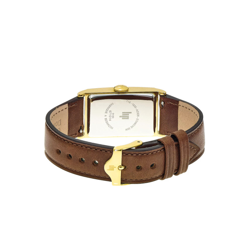 MONTRE LIP CHURCHILL T18 RECTANGLE DOREE CUIR LISSE