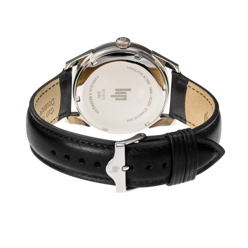 MONTRE LIP HIMALAYA  BI-COMPAX ACIER  BRACELET CUIR NOIR