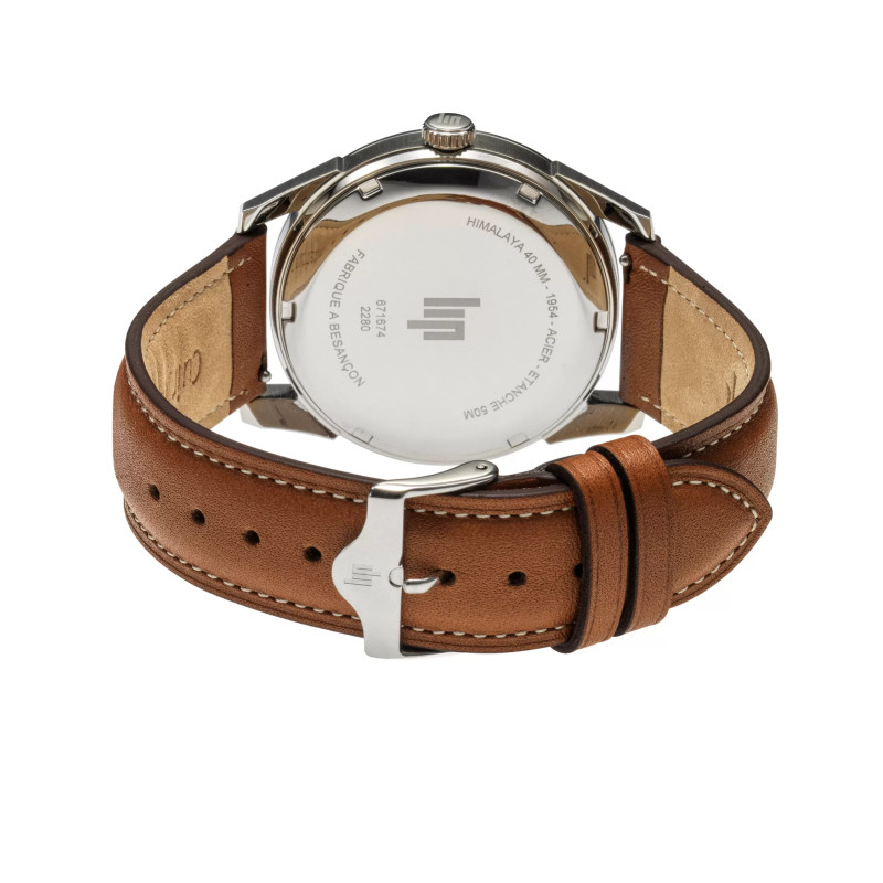 MONTRE LIP HIMALAYA  BICOMPAX ACIER CADRAN VERT CUIR CAMEL