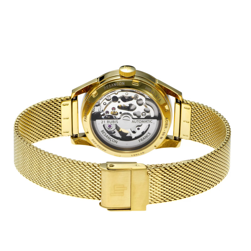 Orologio Lip Himalaya 33 Mm Automatico Scheletro | Cassa In Acciaio PVD Oro E Bracciale Milanese | Fatto In Francia